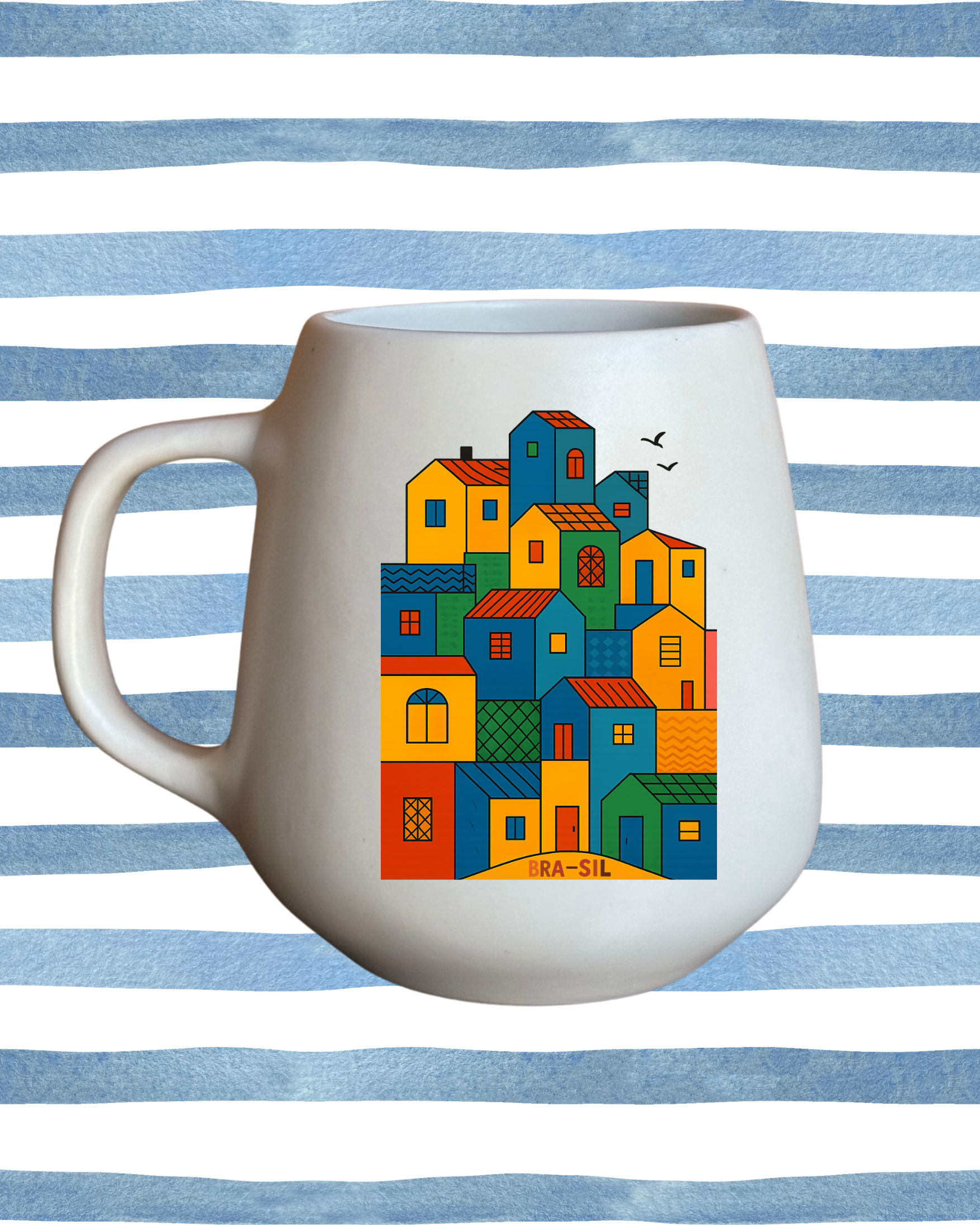 Caneca de porcelana fosca - Casinhas do Brasil