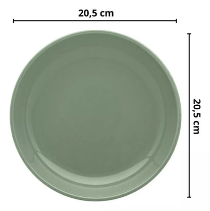 Conjunto de 6 Pratos Fundos em Cerâmica Flat Matcha - 20,5cm Oxford