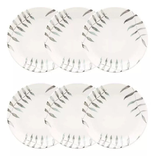 Conjunto com 6 Pratos Fundos 20,5 Cm - Oxford Flat Samambaia