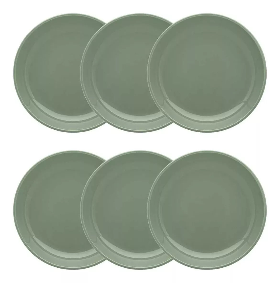 Conjunto de 6 Pratos Fundos em Cerâmica Flat Matcha - 20,5cm Oxford