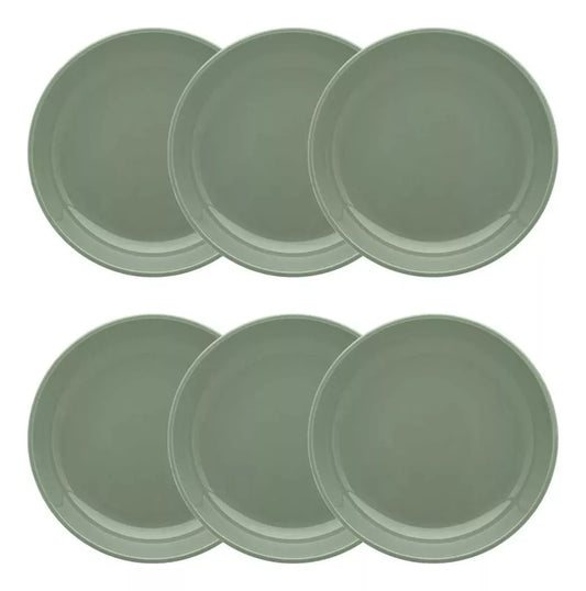 Conjunto de 6 Pratos Fundos em Cerâmica Flat Matcha - 20,5cm Oxford