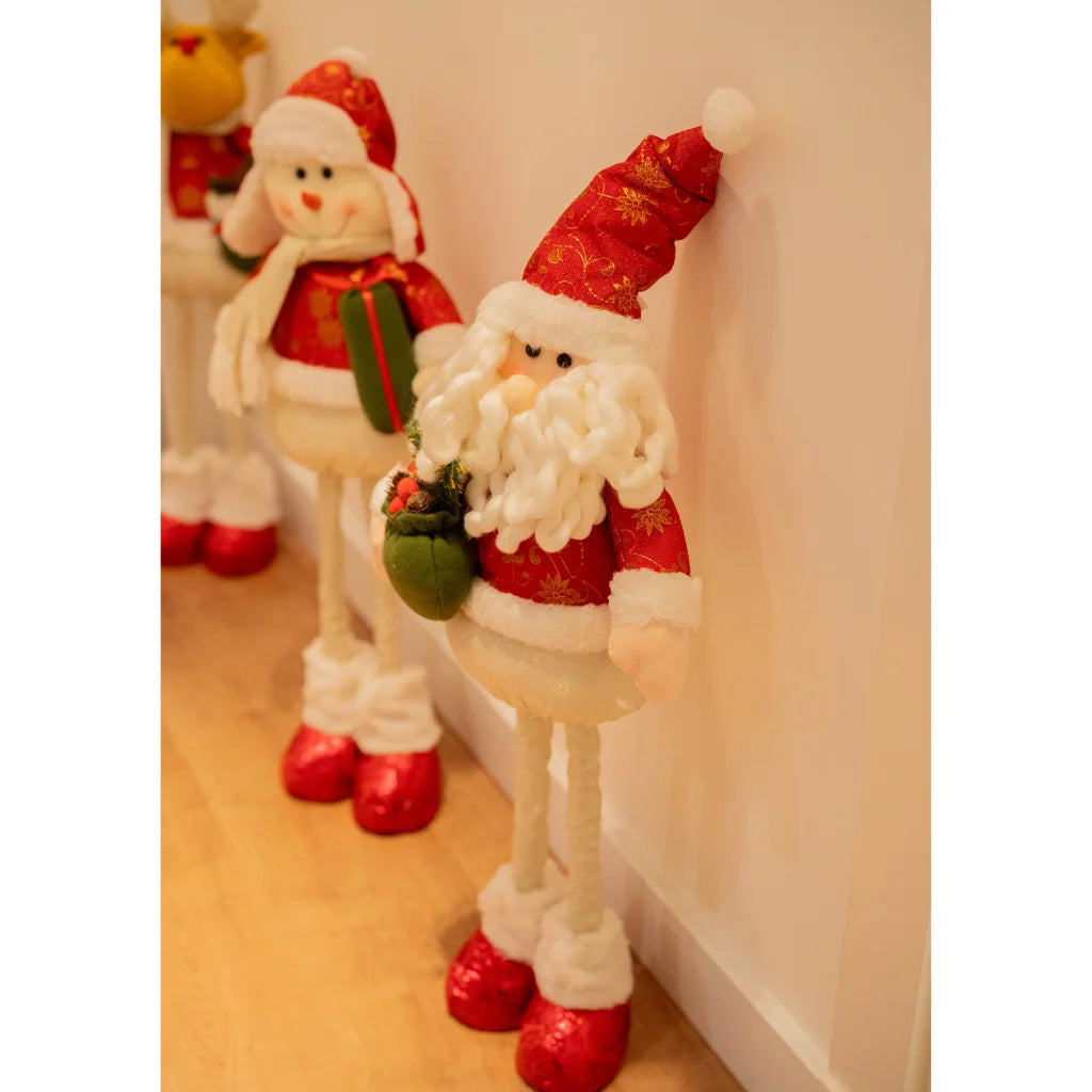 Boneco decorativo de Natal Papai Noel em Poliéster Xadrez - Ajustável até 78cm