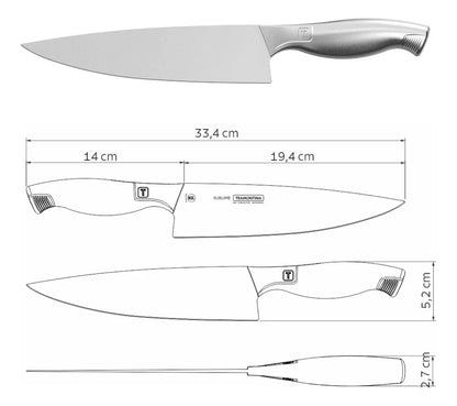 Faca do Chef Cozinha Profissional 8 Polegadas Aço Inox Sublime - Tramontina