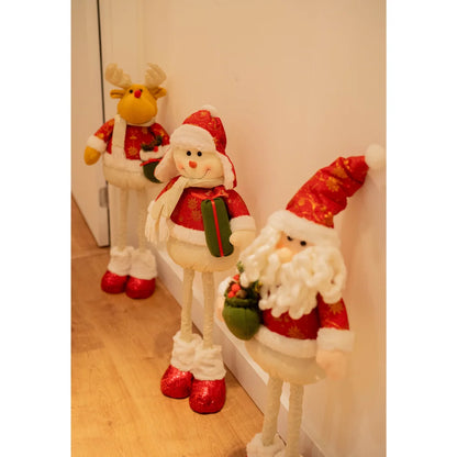 Boneco decorativo de Natal Papai Noel em Poliéster Xadrez - Ajustável até 78cm