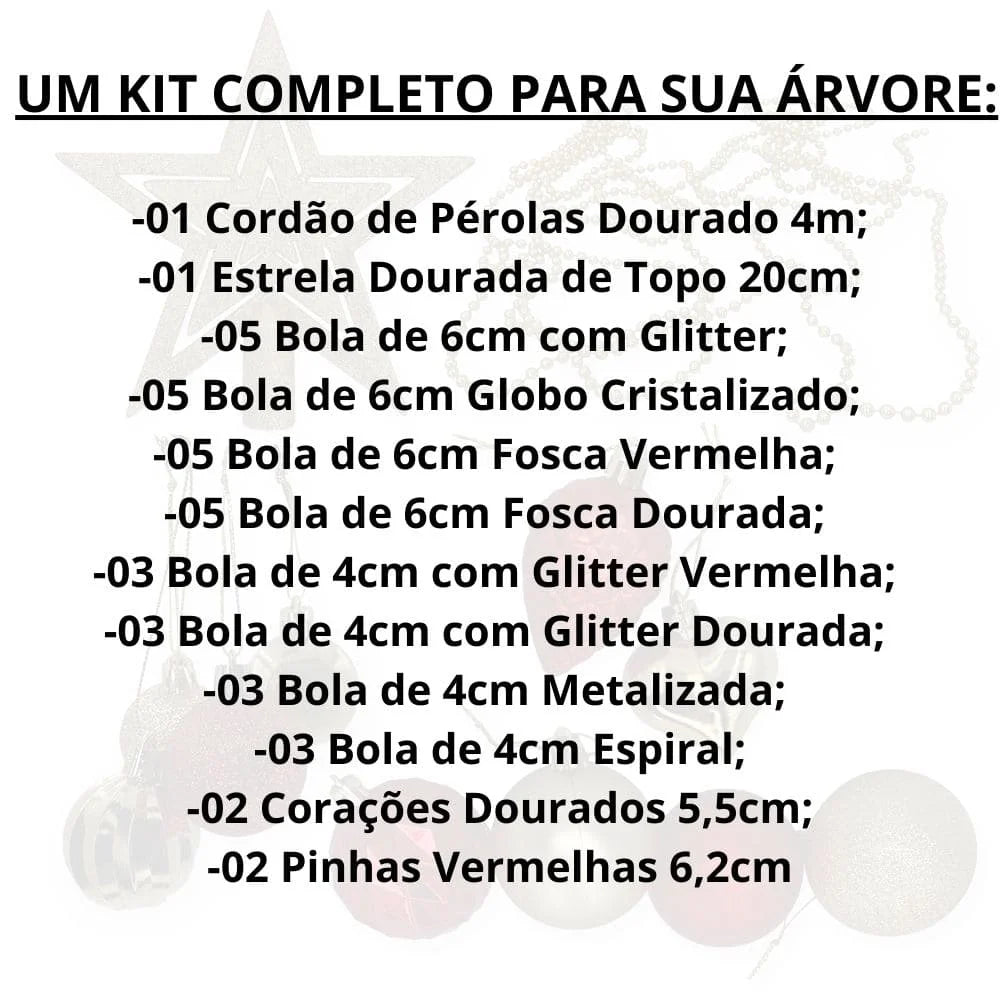 Kit 40 enfeites para Árvore de Natal