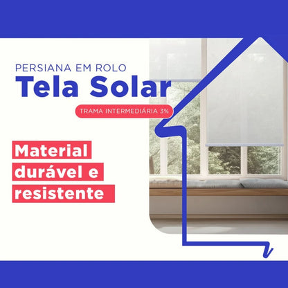 Persiana com tela Solar 3% Bloqueia Raios Uv Atlas Primafer Cinza - 160x160cm