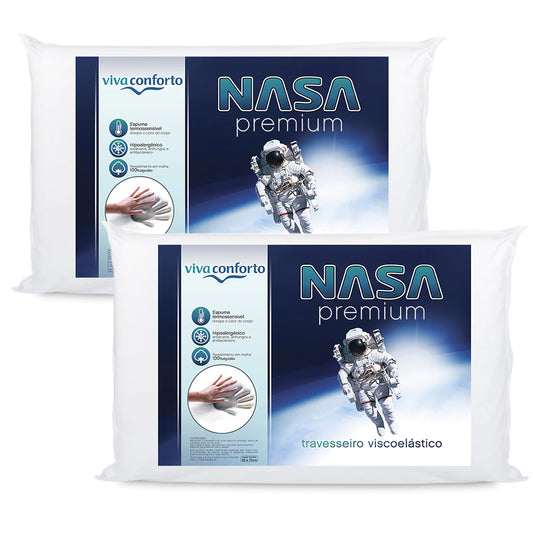 Kit 2 Travesseiros Nasa D40 Original Hipoalergênico - Viva Conforto