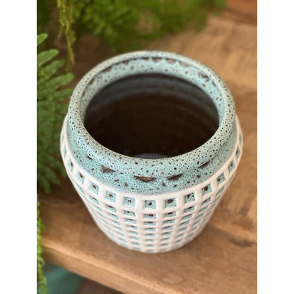 Vaso para plantas em cerâmica esmaltada Cachepô Tailândia médio 17x20