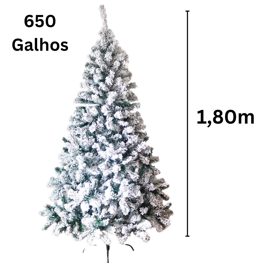 Árvore de Natal com 650 Galhos de Floco de Neve - 1,80 Metros