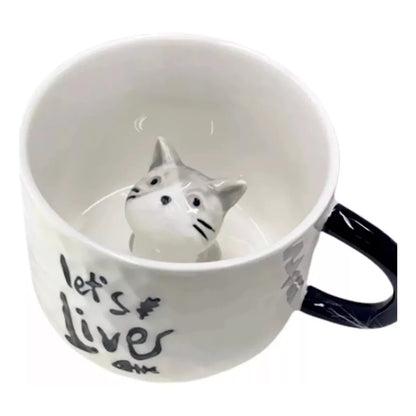 Caneca com Gatinho dentro frases 3D