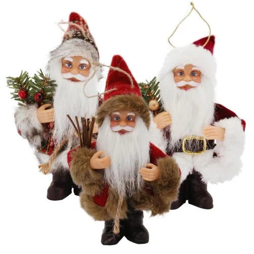 Kit com 3 Bonecos Mini Papai Noel Decorativos