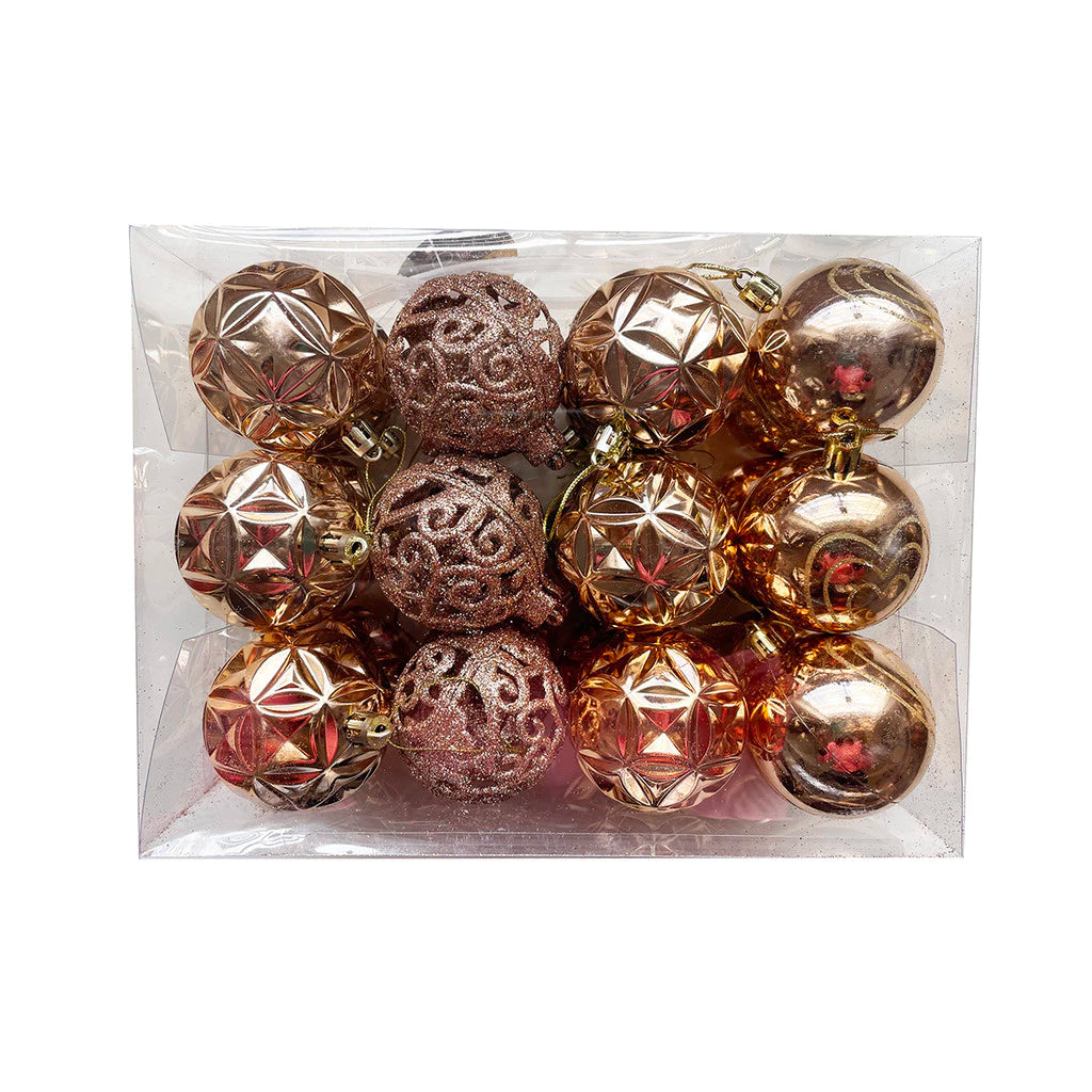 Kit 24 un. Bolas de Natal 6cm Gold Luxo Decoradas